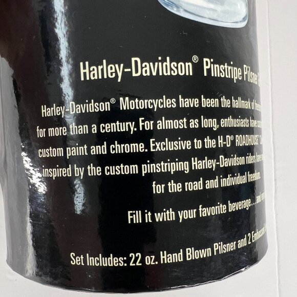 NWT Harley-Davidson Pinstripe Gift Set Pilsner Glass & Embossed Leather Coasters - Picture 4 of 15